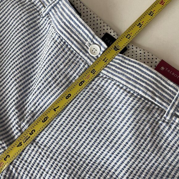 NWT Talbots Pants Womens 14 Blue White Seersucker Perfect Crop Striped Ankle - Picture 10 of 15
